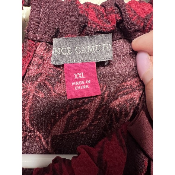 Vince Camuto Deep Red Floral Tank with Bow Strap XXL NWT - Picture 6 of 7